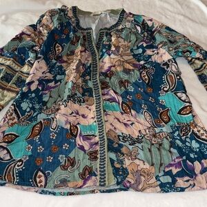 Soft Surroundings Multicolor Floral Blouse
